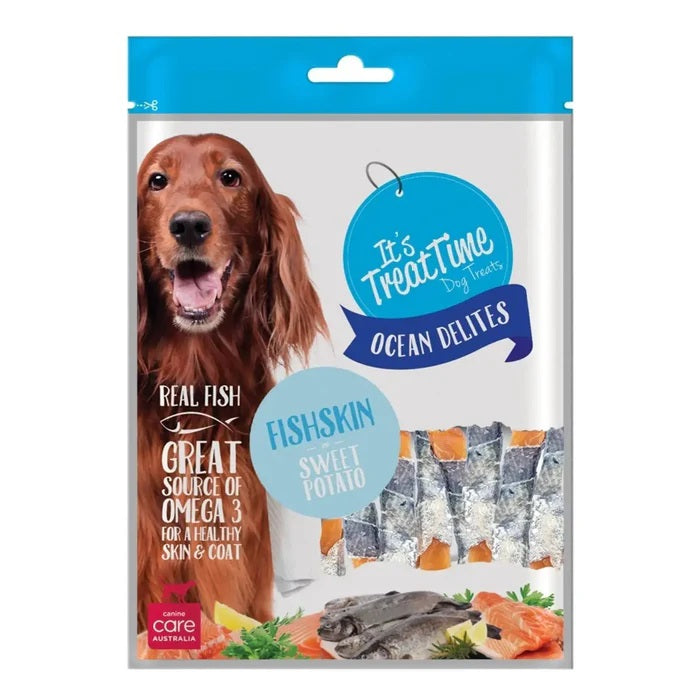 ITS TREAT TIME OCEAN DELITES FISH SKIN & SWEET POTATO 100G