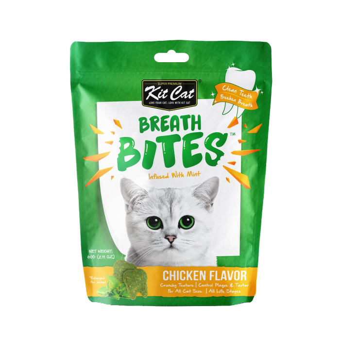 KIT CAT BREATH BITES DENTAL TREATS CHICKEN 60G