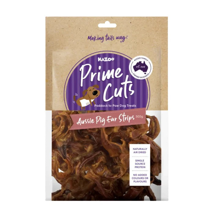 KAZOO PRIME CUTS PIG EAR STRIPS 500G