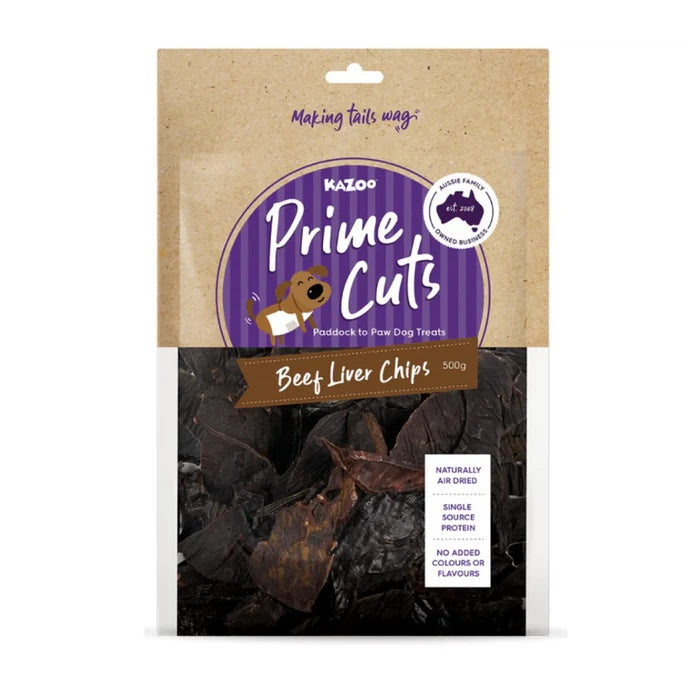 KAZOO PRIME CUTS BEEF LIVER CHIPS 500G