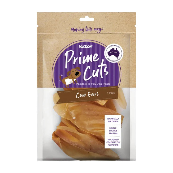 KAZOO PRIME CUTS COW EARS 4PK