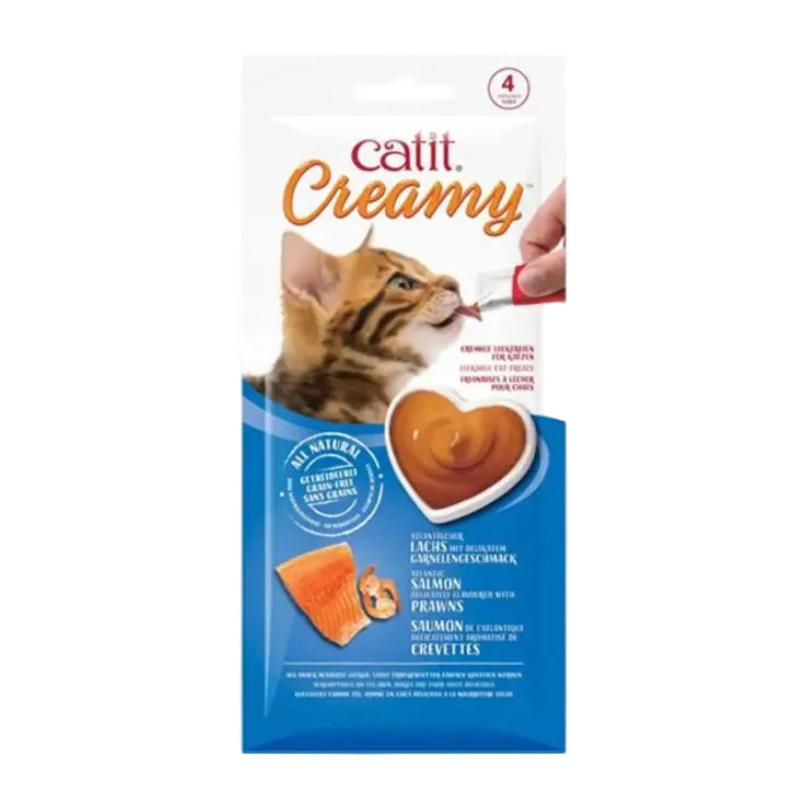 CATIT CREAMY LICKABLES SALMON & PRAWN TUBES 4PK 10G