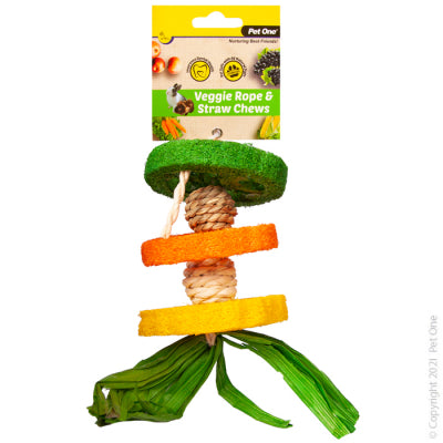 VEGGIE ROPE STRAW CHEW HANGING HULA TOY 19CM