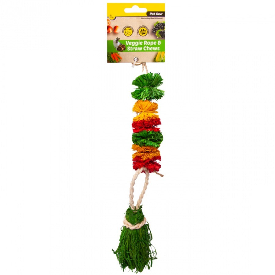 VEGGIE ROPE WITH HANGING POM POMS 28CM