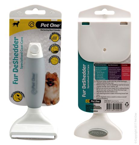 PET ONE FUR DESHEDDER SELF CLEANING BRUSH MEDIUM