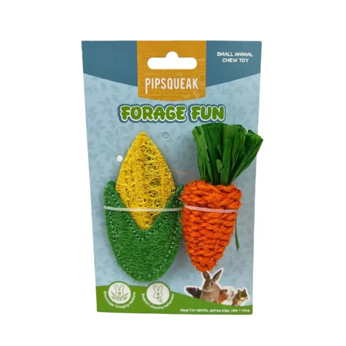 PIPSQUEAK LOOFA & SEAGRASS CARROT & CORN FORAGE TOY