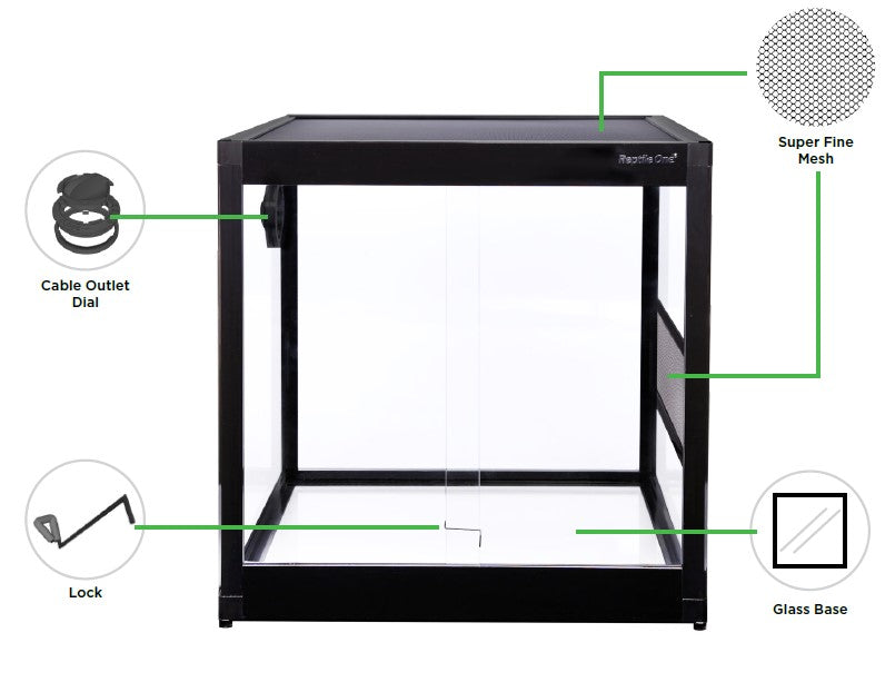 REPTILE ONE RTFE GLASS TERRARIUMS SLIDING DOOR BLACK ASST