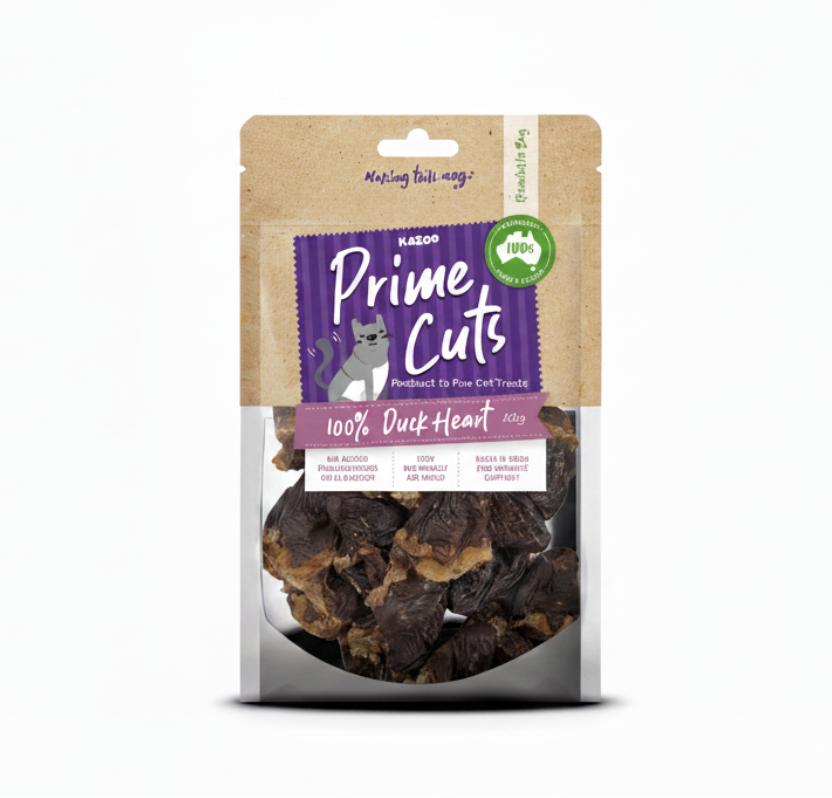 KAZOO CAT PRIME CUTS DUCK HEARTS 60G