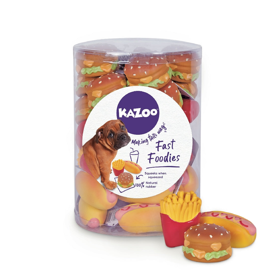 KAZOO MINI LATEX DOG TOYS FAST FOODIES ASST