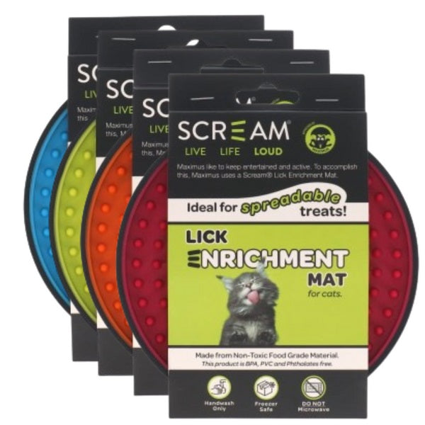 SCREAM CRATE LICK MAT ROUND FOR CATS BLUE
