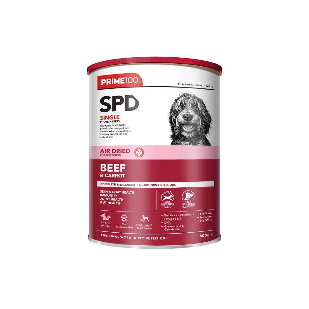 PRIME100 SPD AIR DRIED BEEF & CARROT 600G TIN