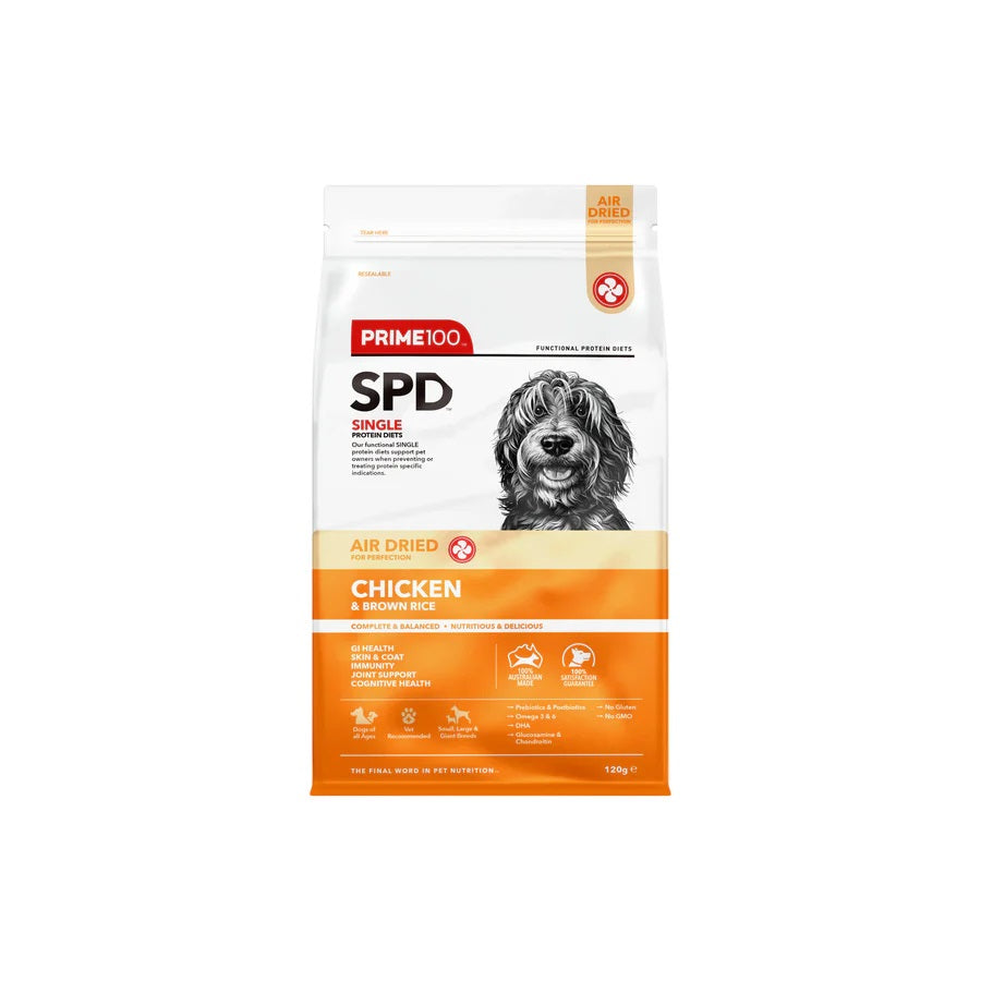 PRIME100 SPD AIRDRIED CHICKEN & BROWN RICE 120G