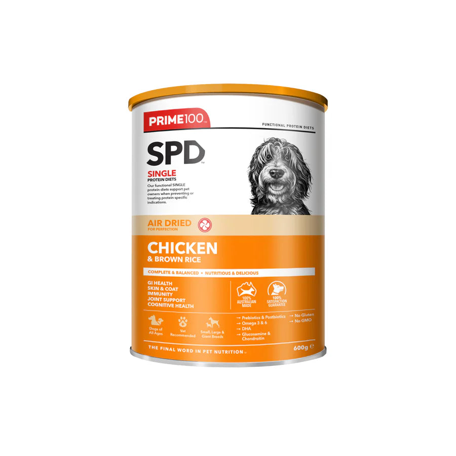 PRIME100 SPD AIR DRIED CHICKEN & BROWN RICE 600G TIN