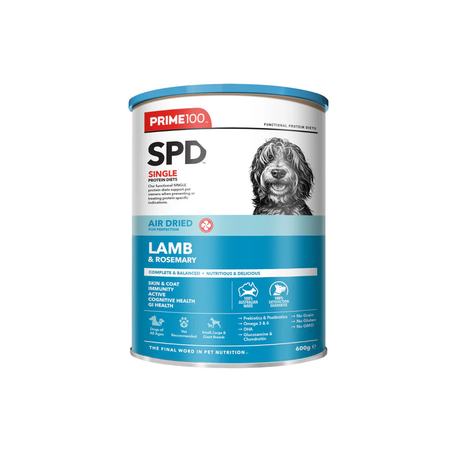 PRIME100 SPD AIR DRIED LAMB & ROSEMARY 600G TIN