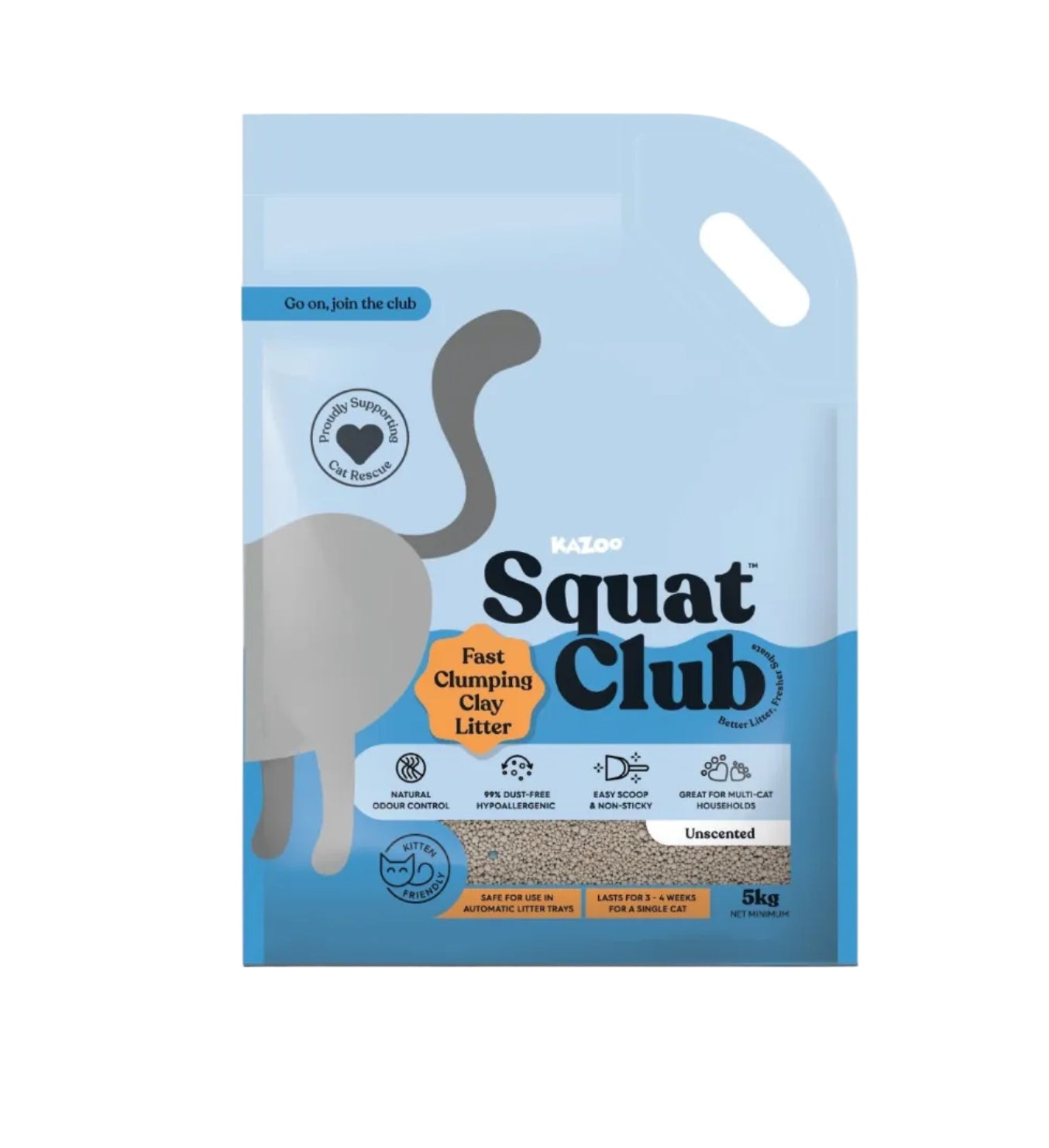SQUAT CLUB FAST CLUMPING CLAY LITTER UNSCENTED 5KG
