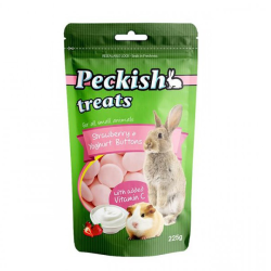 PECKISH TREATS STRAWBERRY AND YOGHURT BUTTONS 225G