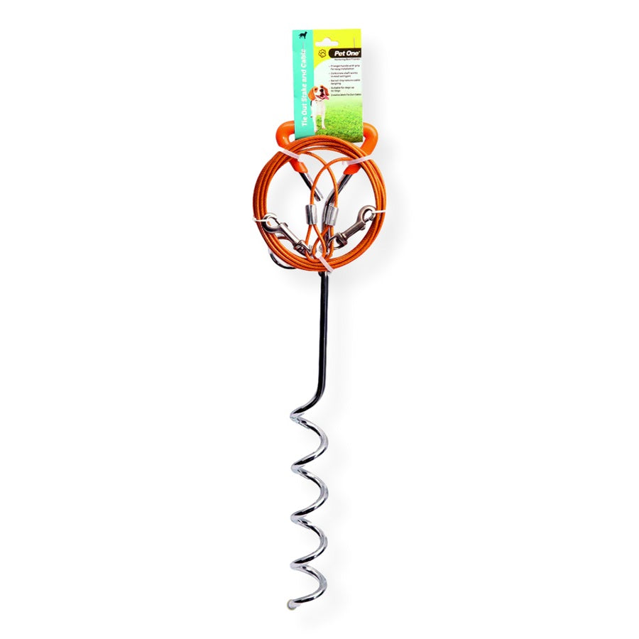 PET ONE TIE OUT STAKE AND CABLE 3 METRE