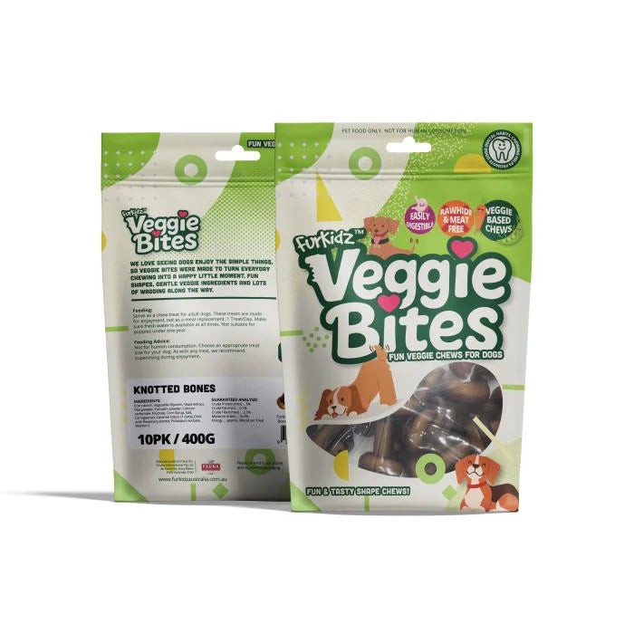 FURKIDZ VEGGIE BITES KNOTTED BONES 10PC