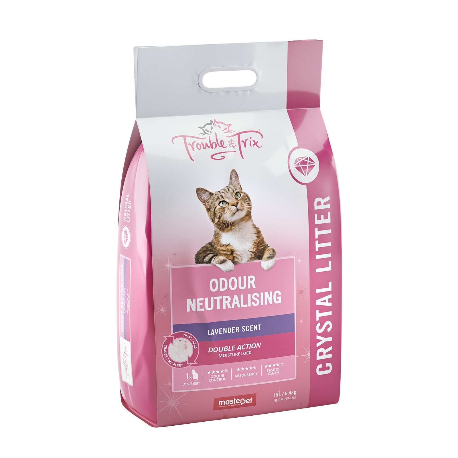 TROUBLE & TRIX CRYSTAL CAT LITTER LAVENDER 15L