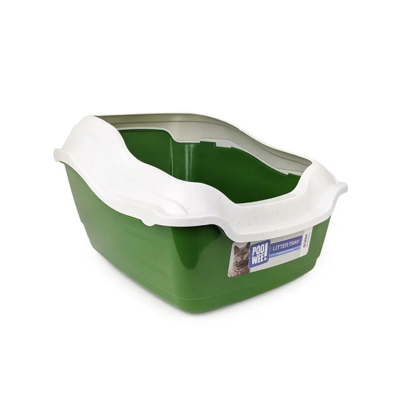 POO WEE CAT LITTER TRAY WITH HIGH SIDES GREEN