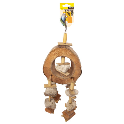 AVIONE BIRD TOY PUMICE & COCONUT RING WITH BAMBOO 54CM