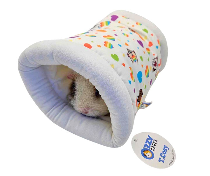 SMALL PET COSY TUNNEL RAINBOW HEARTS
