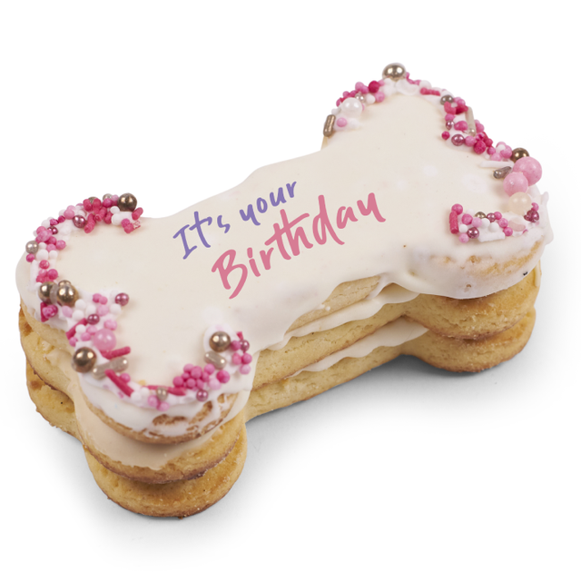KAZOO BARNEYS BARKERY DOG BIRTHDAY BONE COOKIE PINK