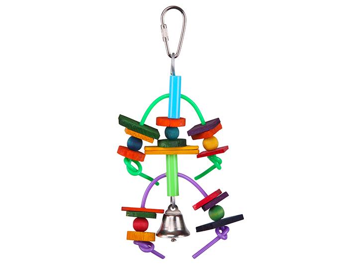 KAZOO BIRD TOY TWO TIER LOG & BELL SMALL