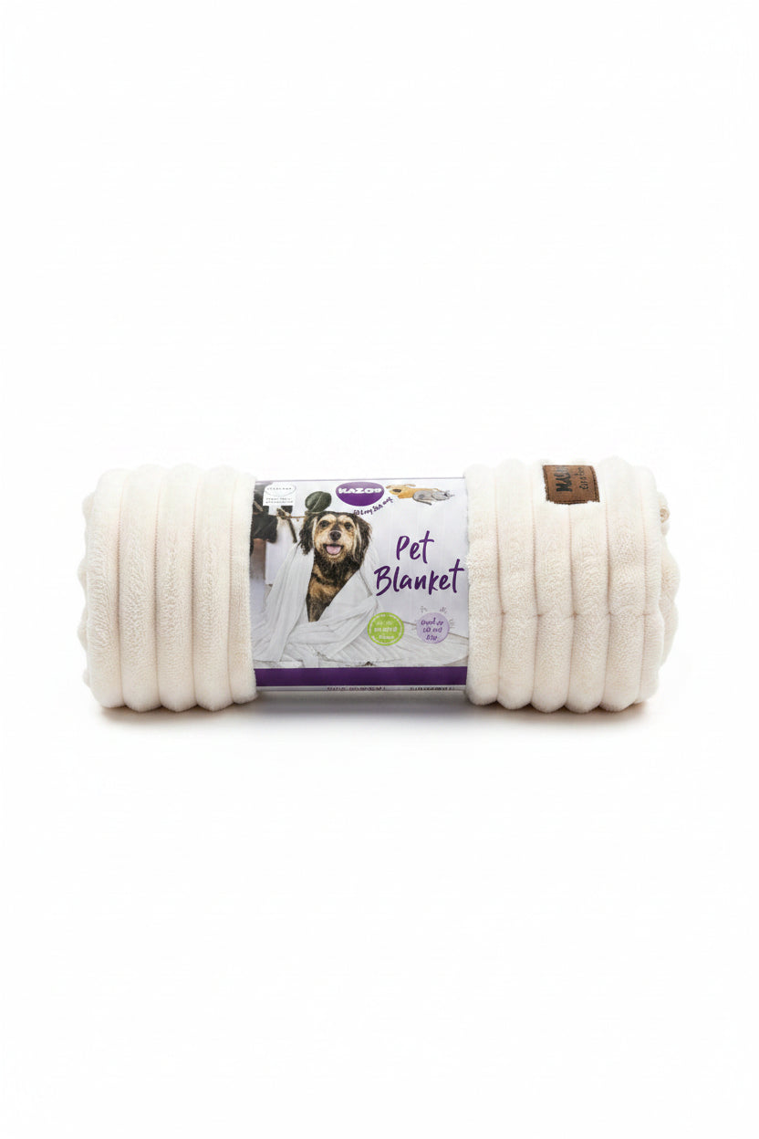 KAZOO RIBBED PET BLANKET CREAM