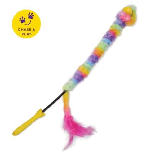 KAZOO FLUFFY RAINBOW TAIL CHASE AND PLAY WAND