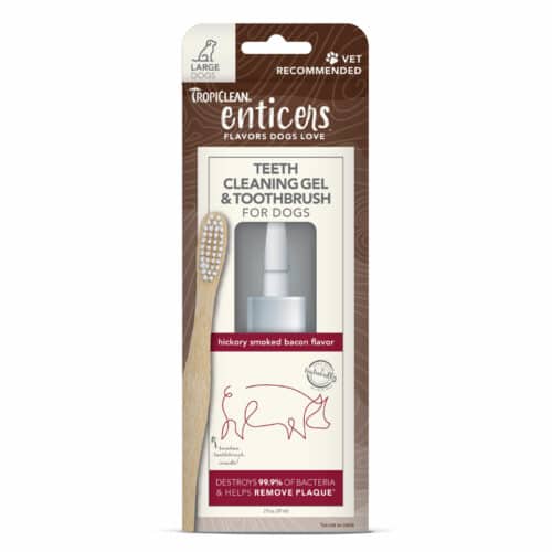 TROPICLEAN ENTICERS TEETH CLEANING GEL AND TOOTHBRUSH HICKORY SMOKED BACON FLAVOUR 59ML