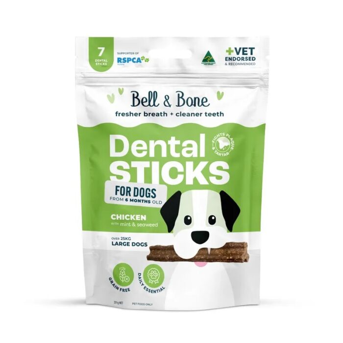 BELL & BONE DENTAL STICKS LARGE DOGS CHICKEN, MINT, SEAWEED 7PK