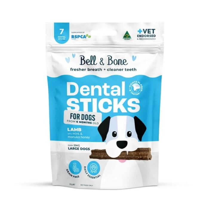 BELL & BONE DENTAL STICKS LARGE DOGS LAMB, MINT, MANUKA HONEY 7PK
