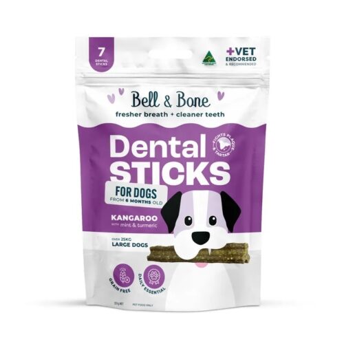 BELL & BONE DENTAL STICKS LARGE DOGS KANGAROO,MINT,TURMERIC 7PK