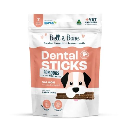 BELL & BONE DENTAL STICKS LARGE DOGS SALMON,MINT,CHARCOAL 7PK
