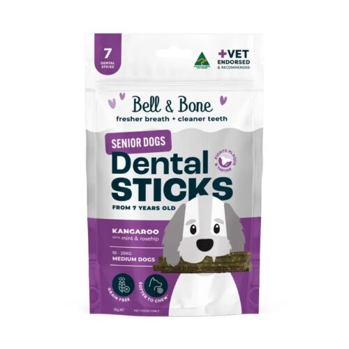 BELL & BONE DENTAL STICKS SENIOR MED DOGS ROO,MINT,ROSEHIP 7PK