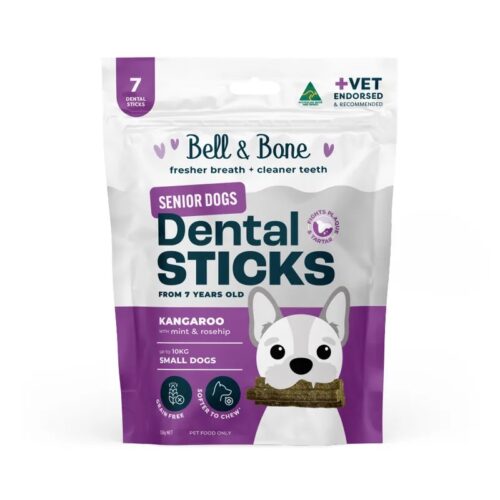 BELL & BONE DENTAL STICKS SENIOR SMALL DOGS ROO, MINT, ROSEHIP 7PK