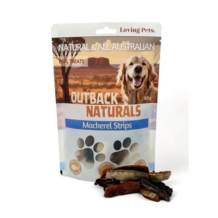 OUTBACK NATURALS MACKEREL STRIPS 80G
