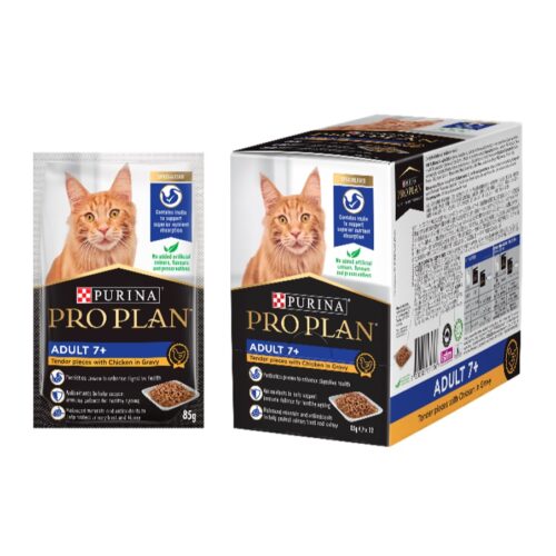 PRO PLAN CAT 7 + CHICKEN IN GRAVY 85G X 12