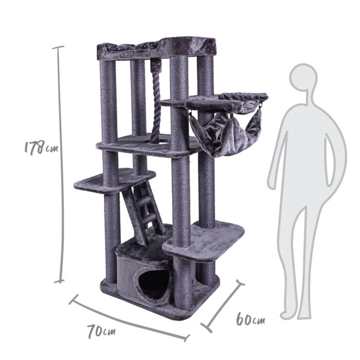 KAZOO SCRATCHER KITTY CLIMB PLAYGROUND CHARCOAL