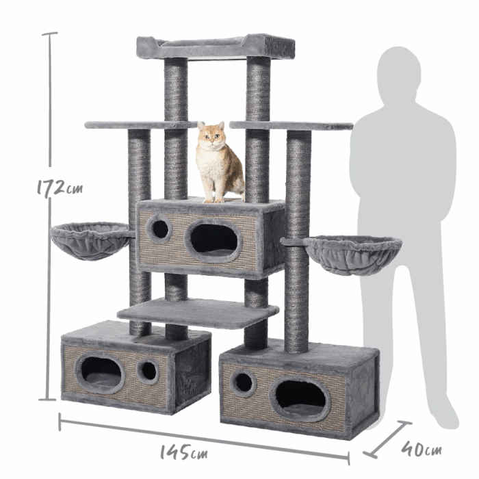 KAZOO HIDEAWAY CAT CLIMB CASTLE GREY