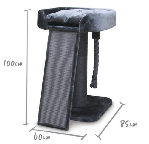 KAZOO KITTY HIGH BED WITH SCRATCHING RAMP CHARCOAL