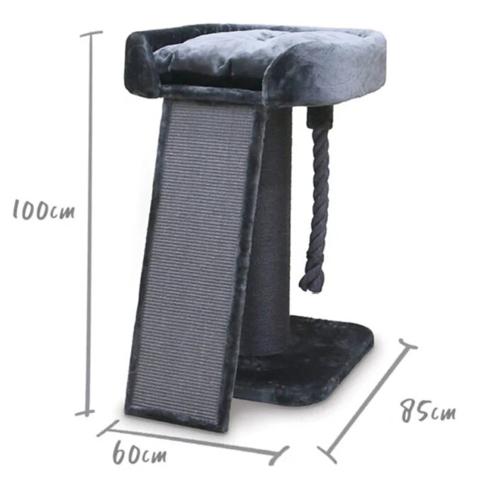 KAZOO KITTY HIGH BED WITH SCRATCHING RAMP CHARCOAL