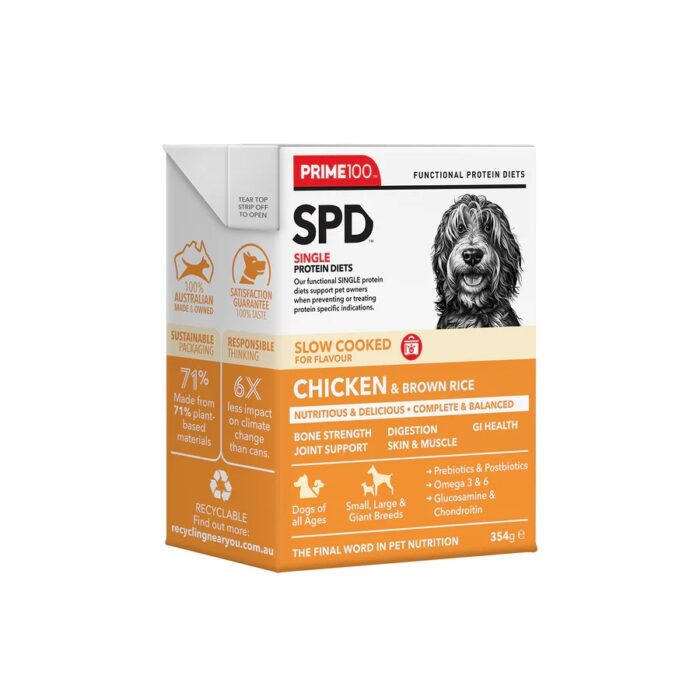 PRIME 100 SLOW COOKED SPD CHICKEN & BROWN RICE 345G