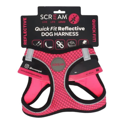 SCREAM REFLECTIVE QUICK FIT HARNESS LRG PINK
