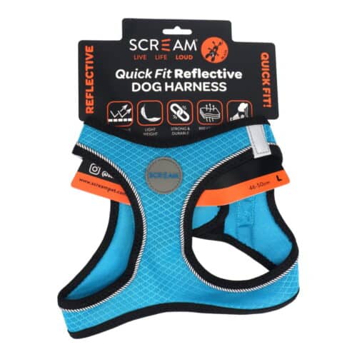 SCREAM REFLECTIVE QUICK FIT HARNESS LRG BLUE